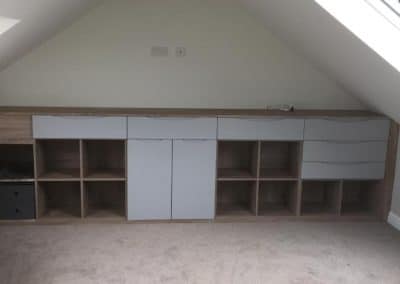 Fitted, shelving units and drawers - white doors
