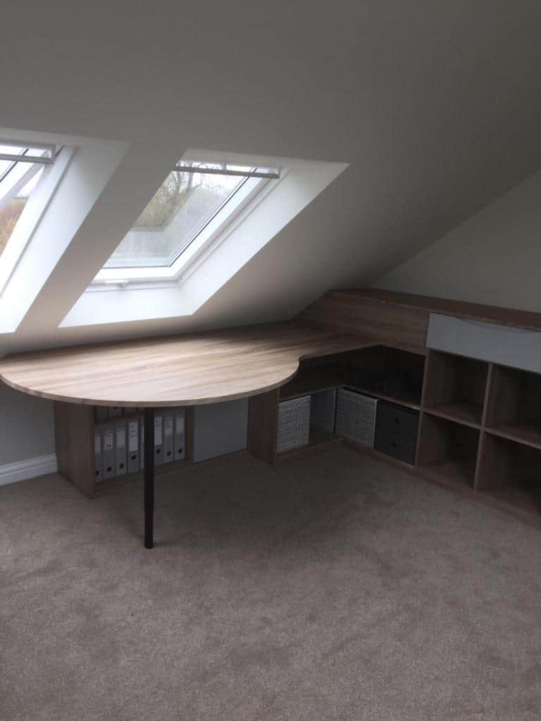 Loft conversion - home office with rounded desk